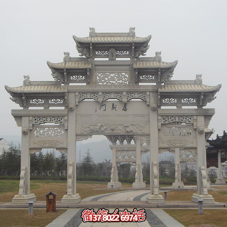傳承古城文脈，精美石雕牌坊仿古門樓雕塑
