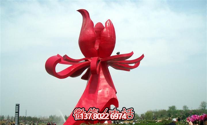 大型紅色不銹鋼雕塑紫荊花，給你的廣場(chǎng)帶來美景