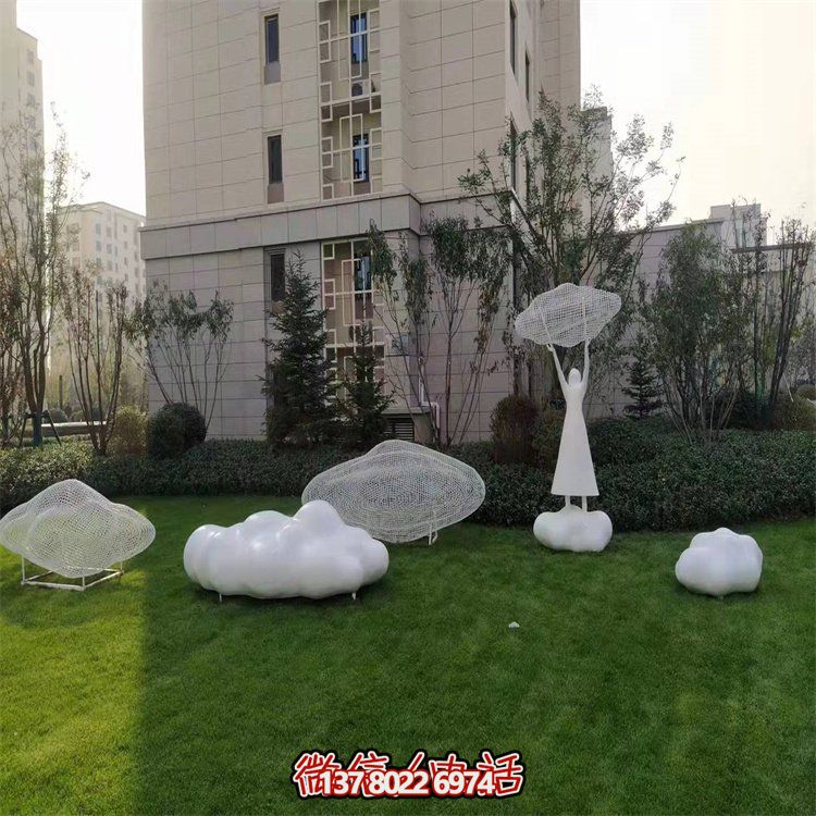 不銹鋼創(chuàng)意鏤空戶外園林祥云雕塑——美景美事，祈愿福氣