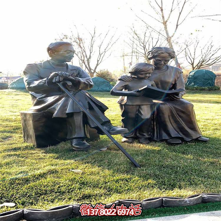 仿銅民俗人物雕塑，玻璃鋼裝飾公園戶外