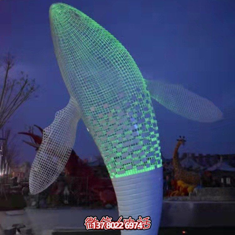 不銹鋼鯨魚雕塑景觀，營造完美空間氛圍