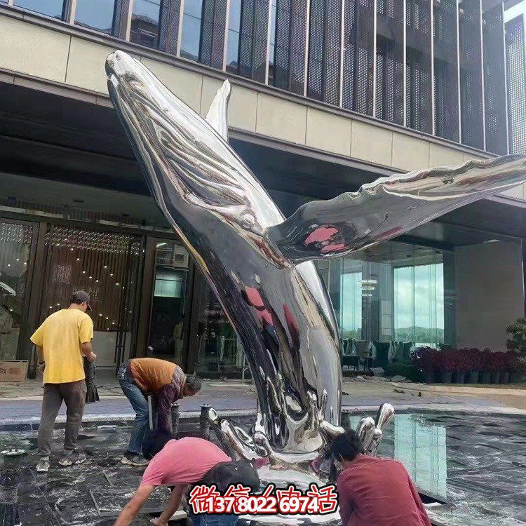 大型不銹鋼鏤空魚類擺件，為戶外水景商場售樓部裝飾