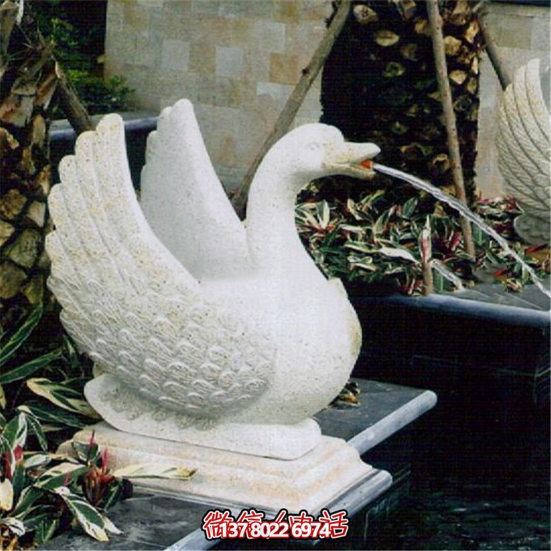 玻璃鋼雕塑噴水器，點(diǎn)亮公園白色天鵝