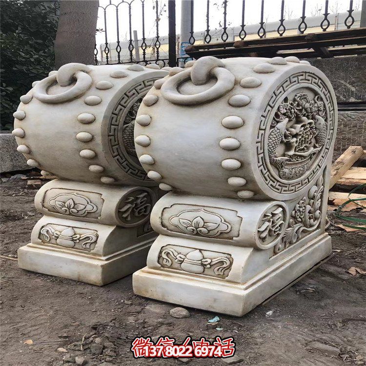 精美大理石石雕抱鼓雕塑，讓庭院門口煥然一新