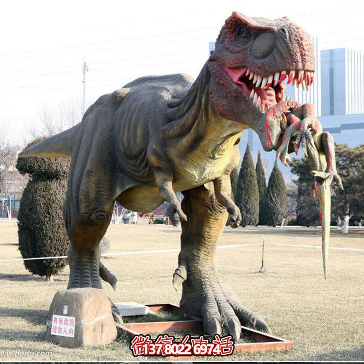 玻璃鋼仿真恐龍雕像，為動(dòng)物園、園林等戶外場(chǎng)所擺放