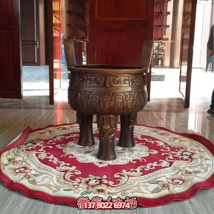 純銅鼎仿古香爐擺件，圓潤(rùn)家居裝飾