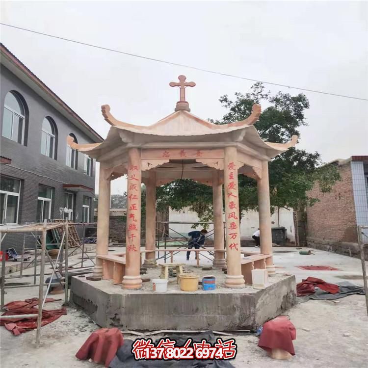 天然大理石涼亭，營造休閑庭院