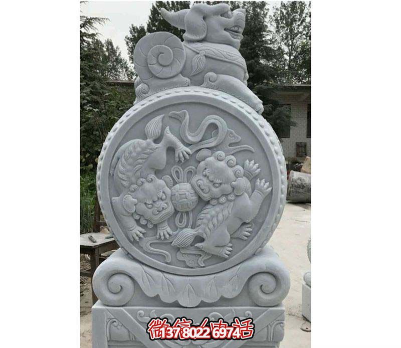 精美大理石抱鼓石雕塑，點綴園林景觀