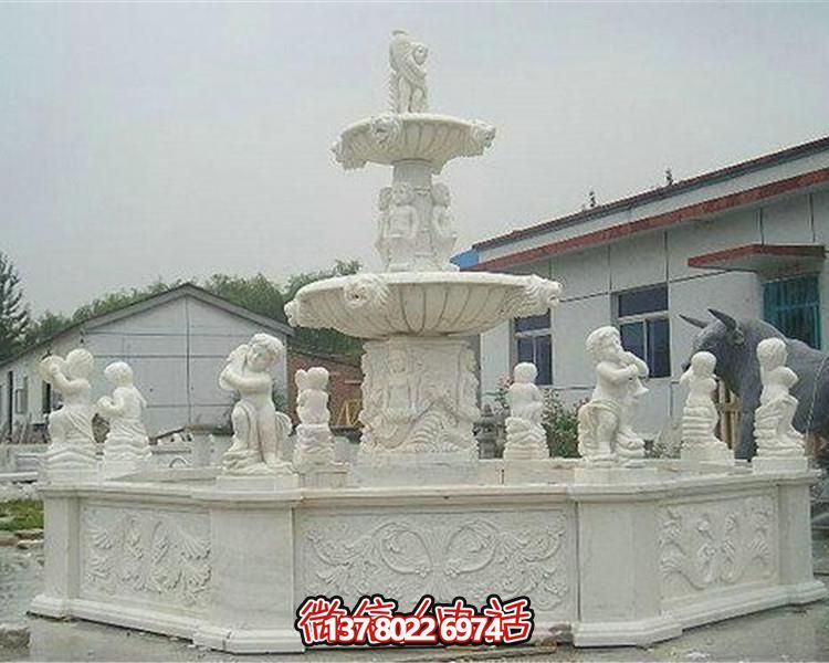 大理石雕刻戶(hù)外大型歐式流水噴泉擺件