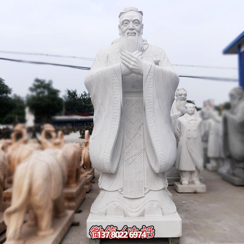 漢白玉孔子雕塑傳承中華文化，融入創意景區