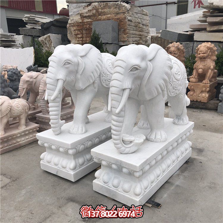 大理石石雕大型動物雕塑，點綴庭院別墅門口