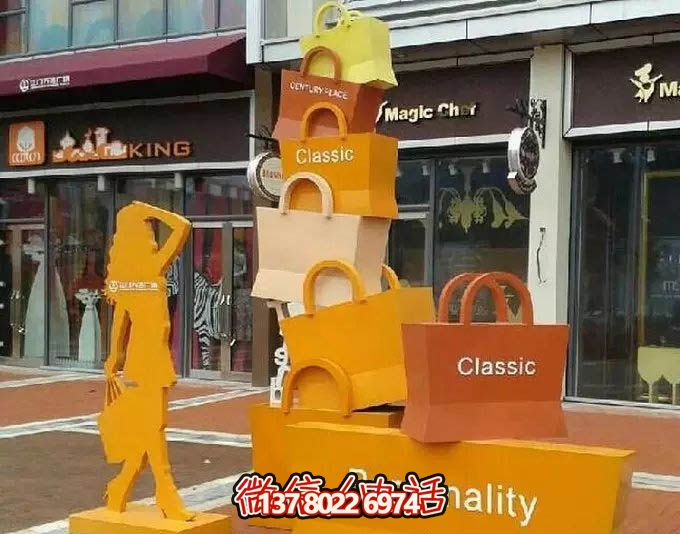 不銹鋼購物袋雕塑，讓您的商業(yè)街路邊擺放更具藝術(shù)感
