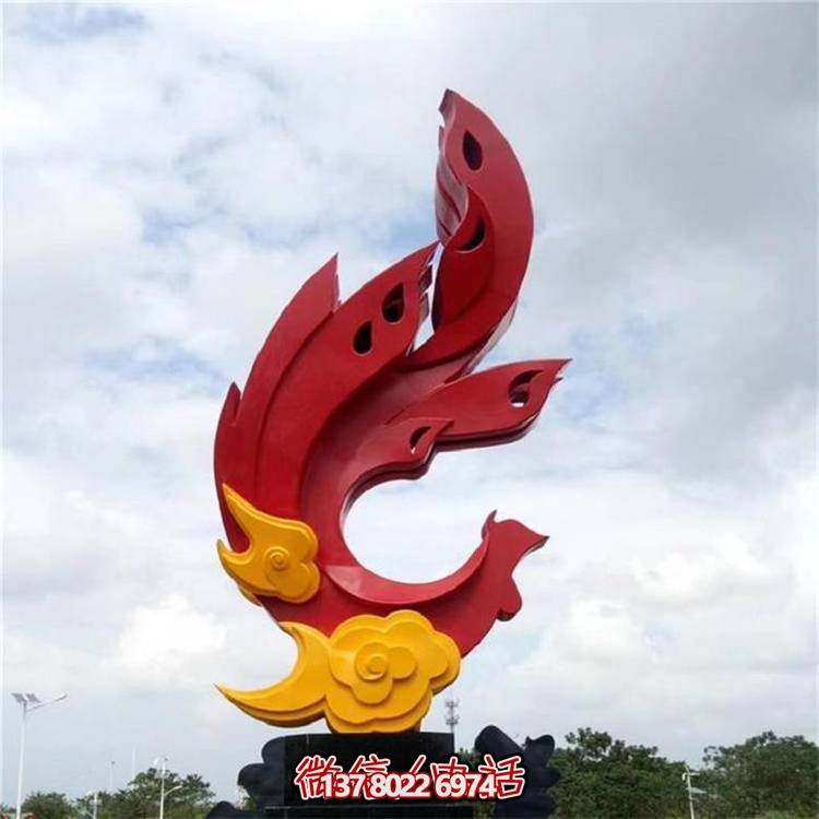 大型不銹鋼鳳凰雕塑抽象景觀擺件