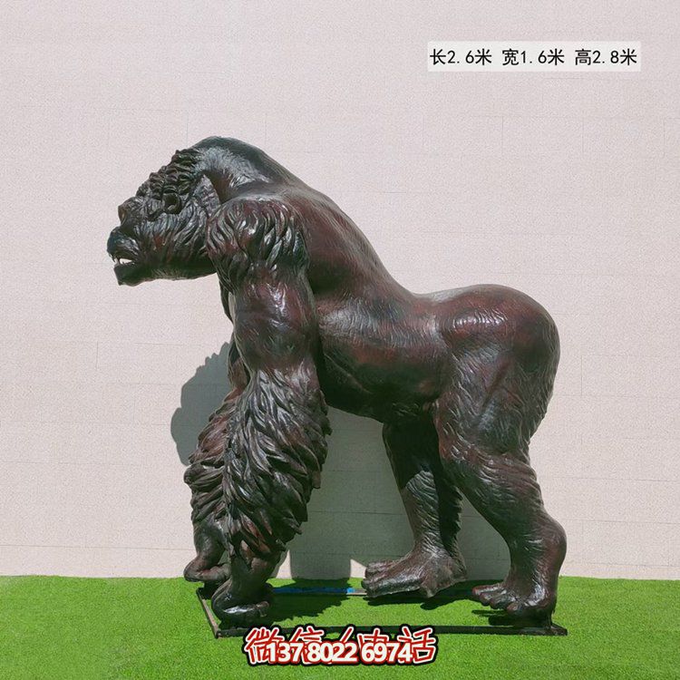 玻璃鋼仿真大猩猩動(dòng)物雕塑，點(diǎn)綴游樂園游樂擺放