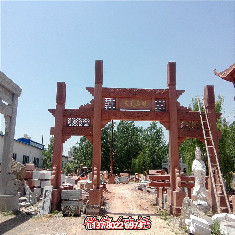 仿古雕塑擺件，青石大理石裝飾門(mén)樓牌樓牌坊村口