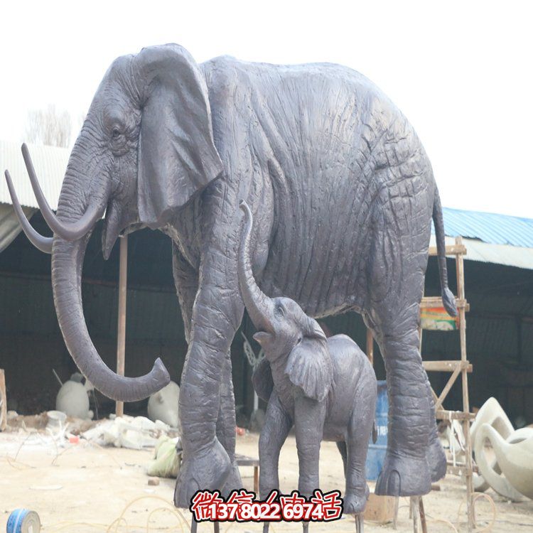玻璃鋼母子象，大象雕塑