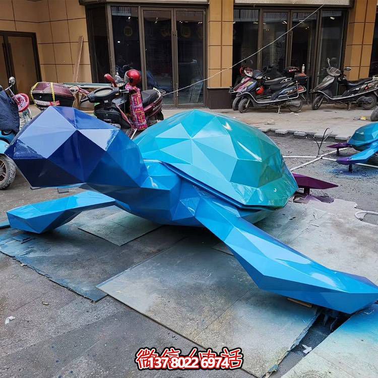 鏡面幾何烏龜不銹鋼雕塑切面動(dòng)物海洋館游樂園廣場(chǎng)擺件