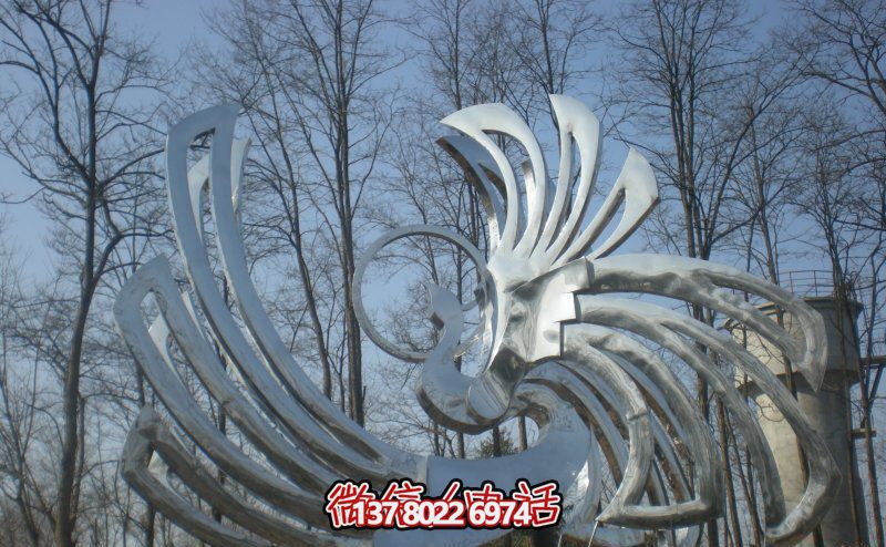 景區戶外不銹鋼鏡面抽象鳳凰雕塑 景區戶外不銹鋼鏡面抽象鳳凰雕塑