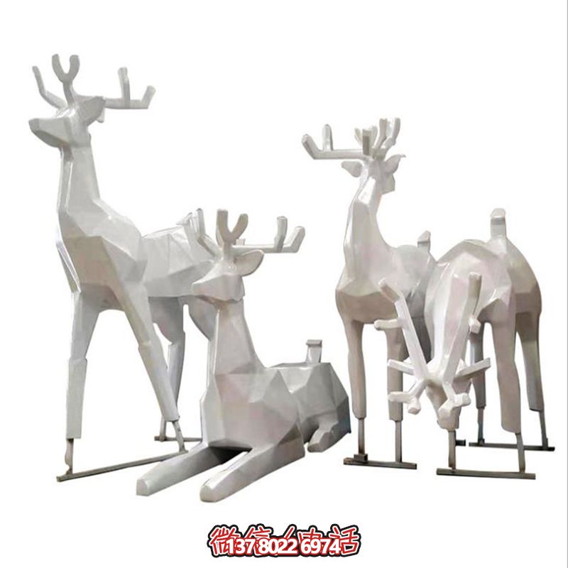公園別墅小區(qū)玻璃鋼幾何梅花鹿雕塑 公園別墅小區(qū)玻璃鋼幾何梅花鹿雕塑