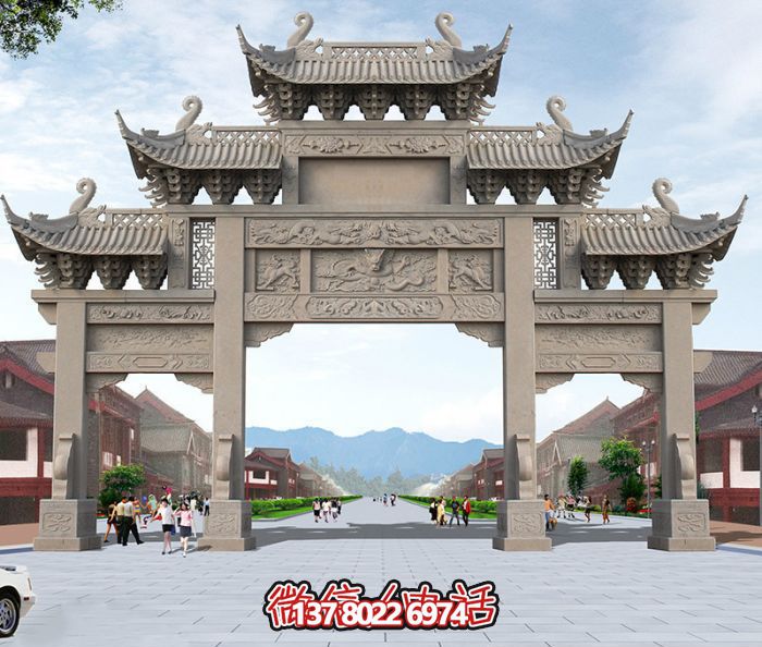 廣場(chǎng)景觀大理三門(mén)五樓石牌樓石雕 廣場(chǎng)景觀大理三門(mén)五樓石牌樓石雕