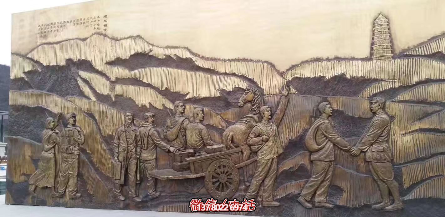 廣場墻壁創(chuàng)意抽象銅鑄八路軍雕塑 廣場墻壁創(chuàng)意抽象銅鑄八路軍雕塑