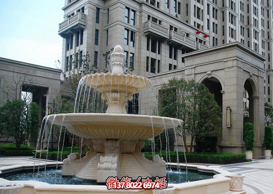 學(xué)院別墅漢白玉大型噴泉雕塑 學(xué)院別墅漢白玉大型噴泉雕塑