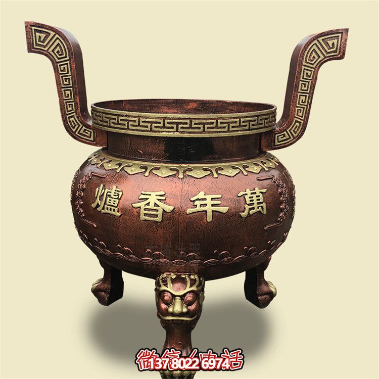 家用銅雕上香祈福鼎，香爐雕塑