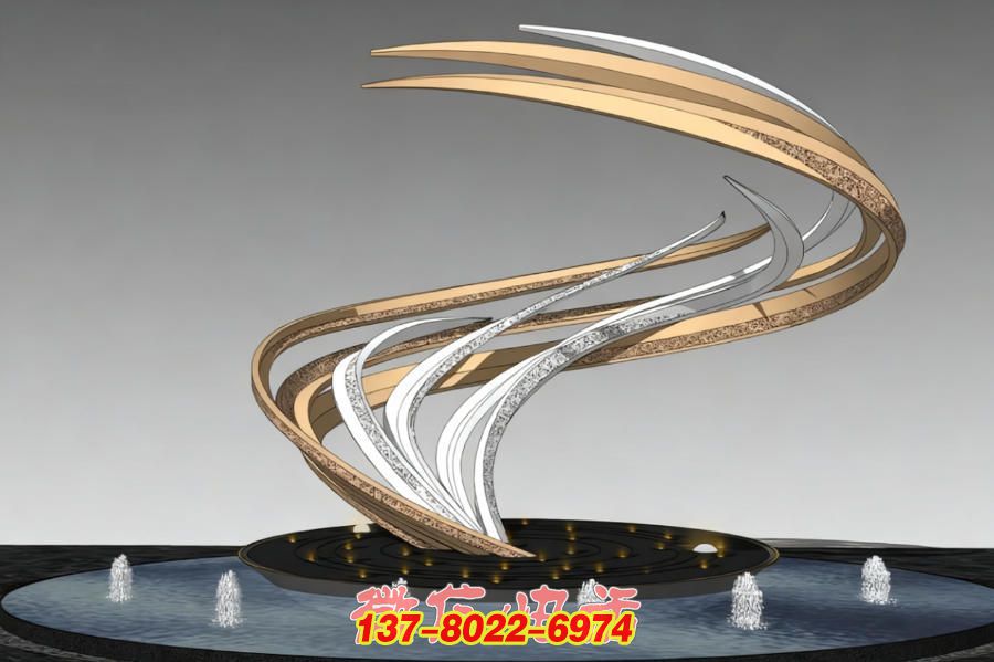 《流光旋影》不銹鋼抽象景觀雕塑