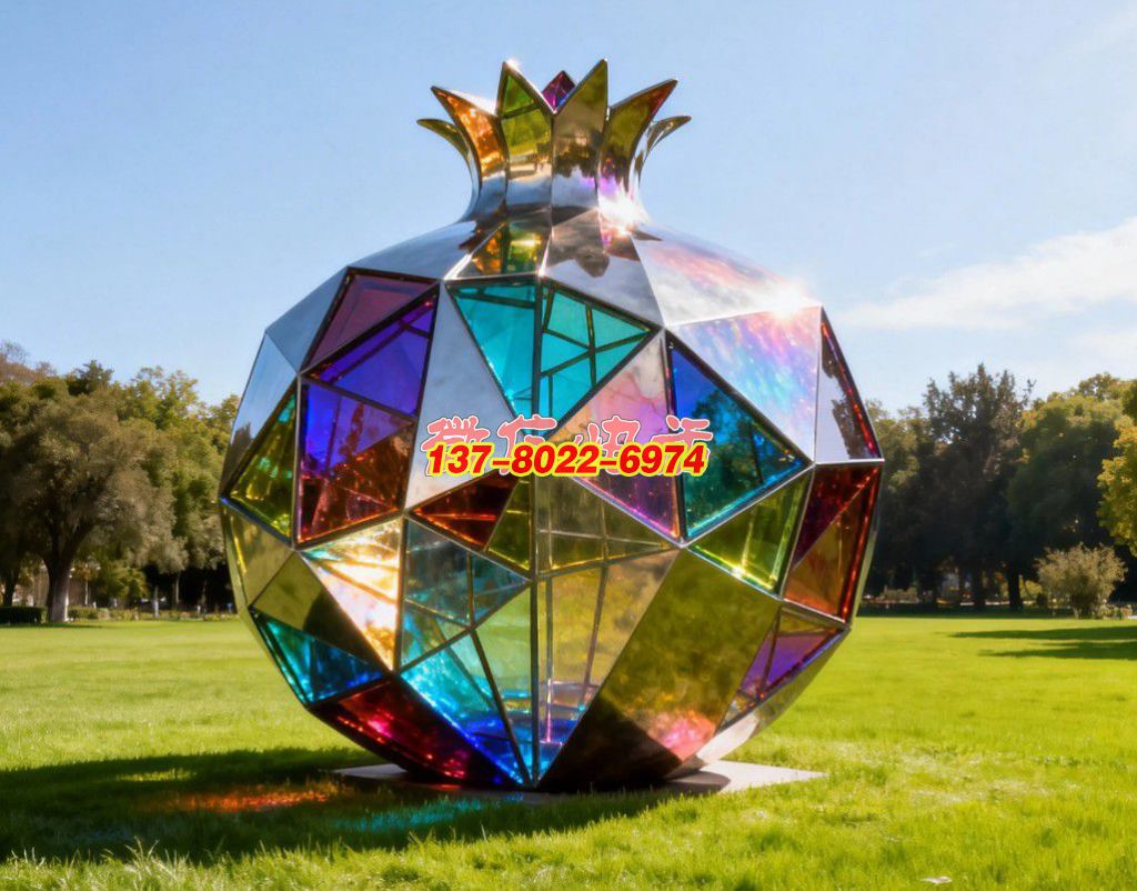 《晶簇同心?榴韻華章》：不銹鋼景觀雕塑凝萃石榴意象，織就民族團(tuán)結(jié)的絢爛符號